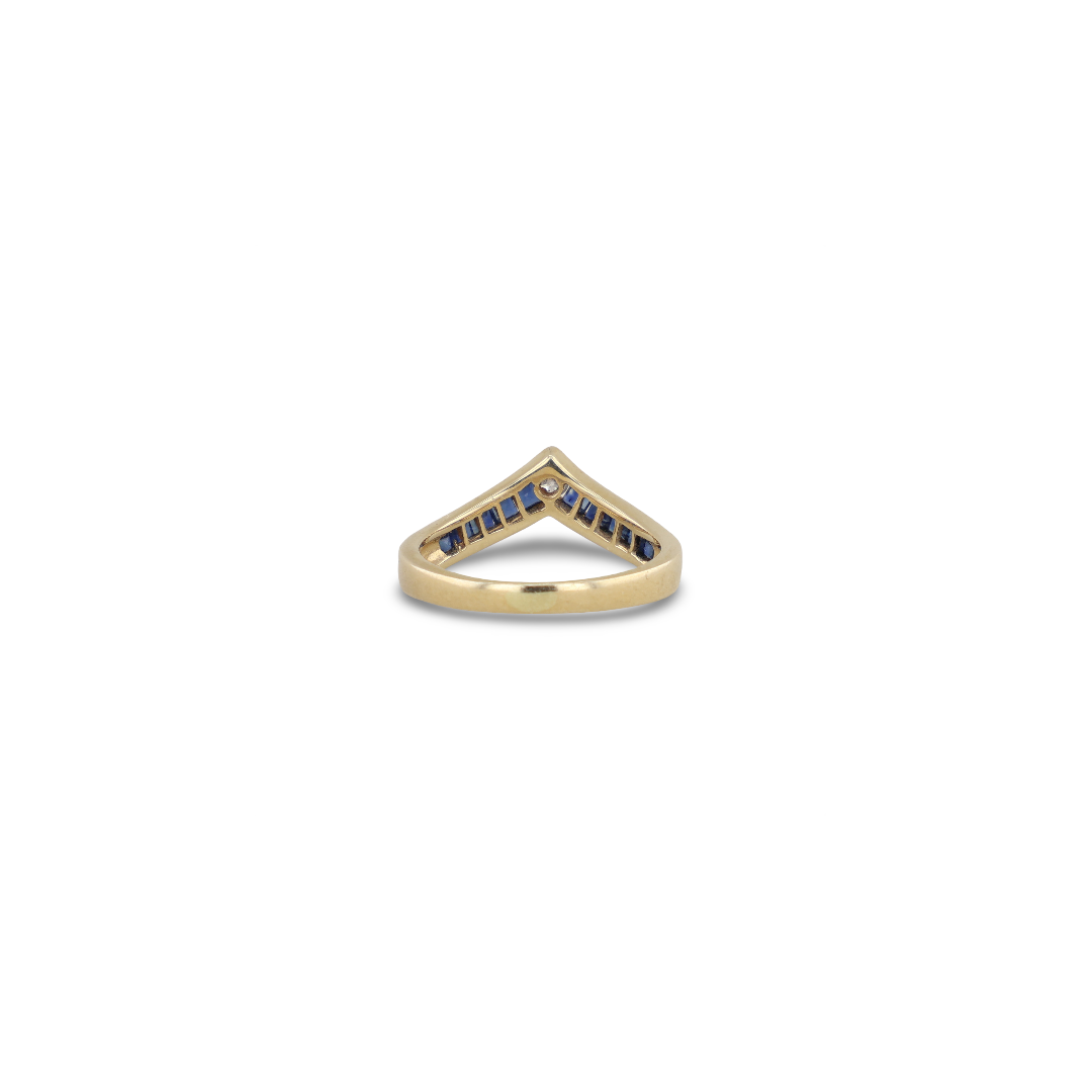 Gelbgold Ring mit Brillant und Saphiren