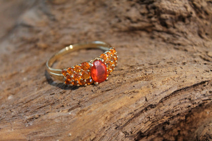 Goldener Ring mit roten Steinen