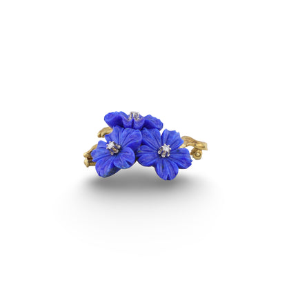 Brosche mit 3 Lapislazuli Blüten