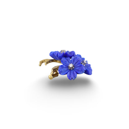 Brosche mit 3 Lapislazuli Blüten