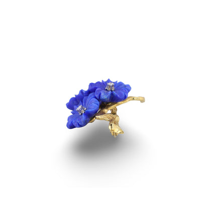 Brosche mit 3 Lapislazuli Blüten