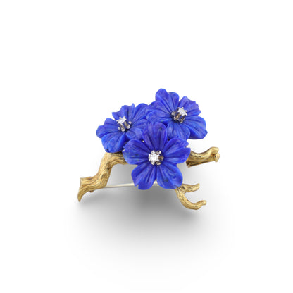 Brosche mit 3 Lapislazuli Blüten
