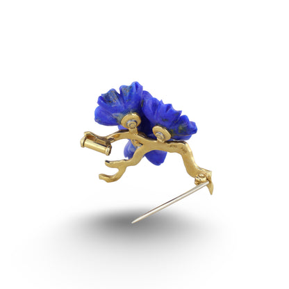 Brosche mit 3 Lapislazuli Blüten