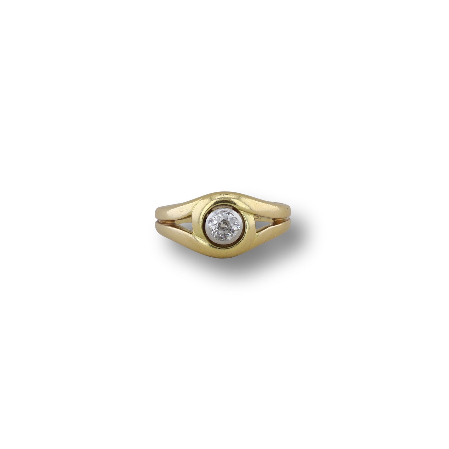Gelbgoldring mit Brillant in Zargenfassung