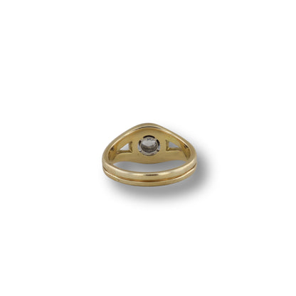Gelbgoldring mit Brillant in Zargenfassung