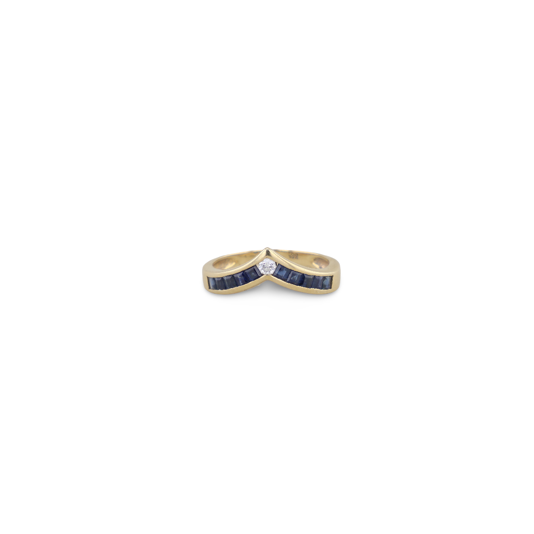 Gelbgold Ring mit Brillant und Saphiren