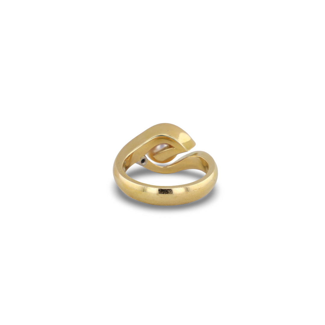 Gelbgold Ring mit Perle & Brillant