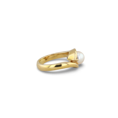 Gelbgold Ring mit Perle & Brillant