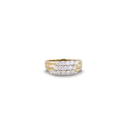Ring mit 15 Brillanten in 3 Steinreihen