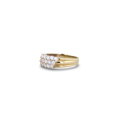 Ring mit 15 Brillanten in 3 Steinreihen