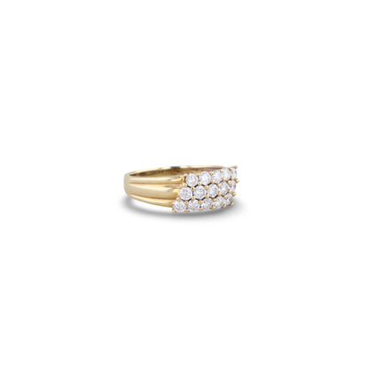 Ring mit 15 Brillanten in 3 Steinreihen