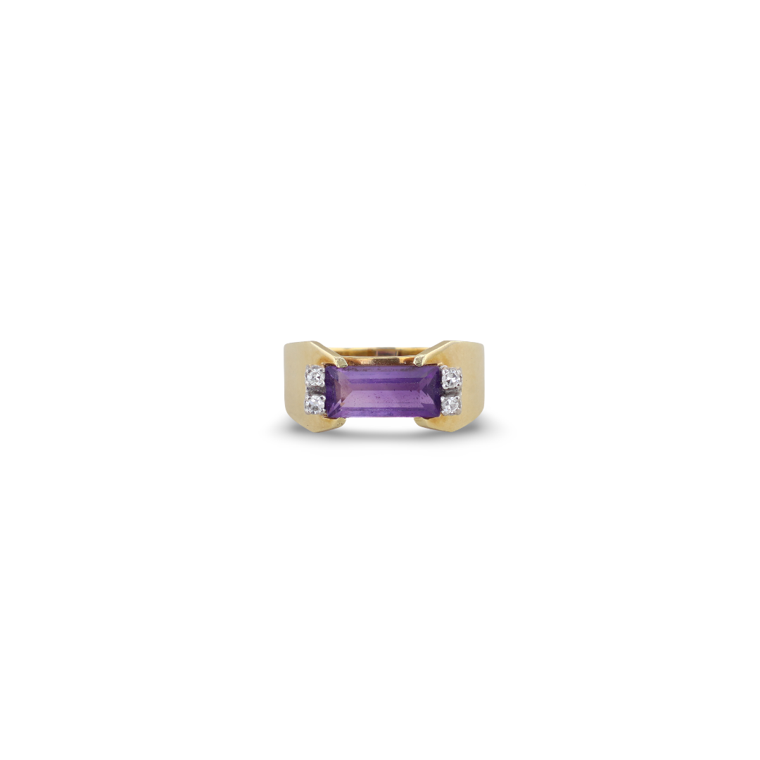 Gelbgold Ring mit Amethyst und Brillanten