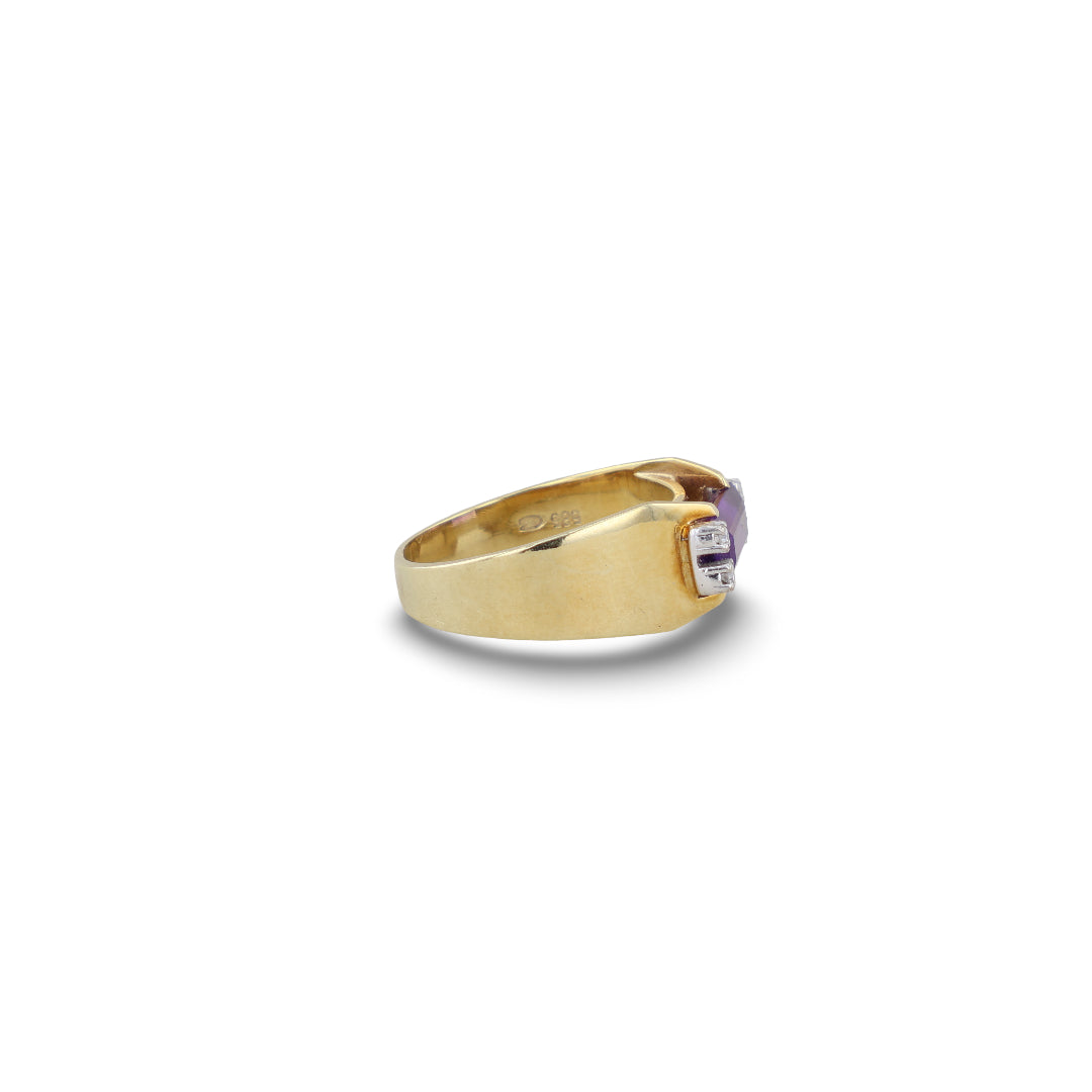 Gelbgold Ring mit Amethyst und Brillanten