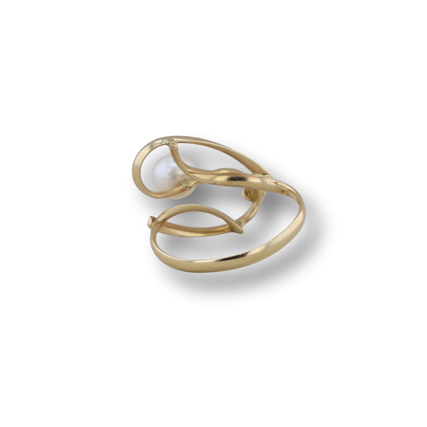Gelbgold Ring mit Zuchtperle und einem Brillant