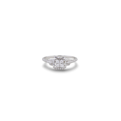 Weißgold Ring eckig mit Brillantbesatz
