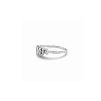 Weißgold Ring eckig mit Brillantbesatz