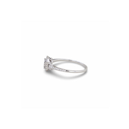 Weißgold Ring eckig mit Brillantbesatz