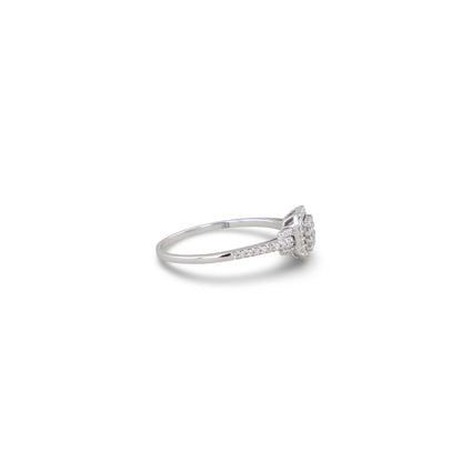 Weißgold Ring eckig mit Brillantbesatz