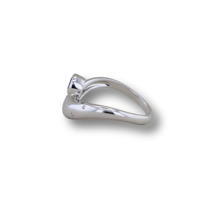 Weißgold Ring mit Saphir und 14 Brillanten