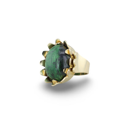 Ring im Blumendesign mit grünem Chrysopras