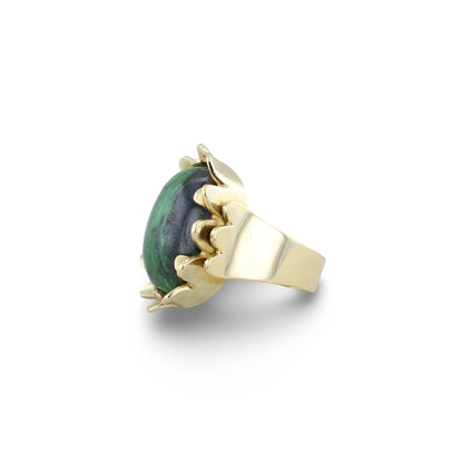 Ring im Blumendesign mit grünem Chrysopras